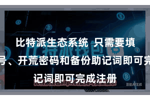 比特派生态系统  只需要填写手机号、开荒密码和备份助记词即可完成注册