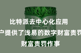 比特派去中心化应用  为用户提供了浅易的数字财富责罚作事